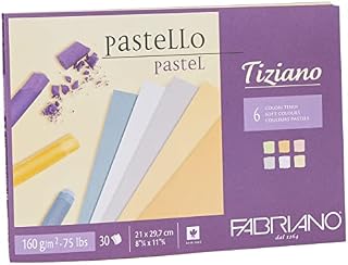 Fabriano Tiziano 46021297 Pastel Paper Pad A4 - 30 Sheets - 6 Soft Colours - 160 gsm