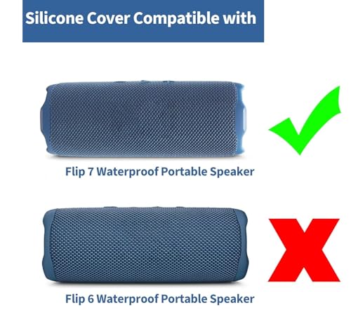 Image of M.G.R.J Portable Carrying Silicone Case Cover for Flip 7 Wireless Portable Bluetooth Speaker with Shoulder Strap and Carabiner (Black)