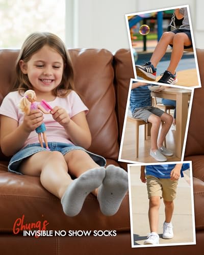 Image of CHUNG Toddler Little Boys Girls No Show Liner Cotton Socks Thin Multi Solid Color White Summer 10 Pack 2T-12Years