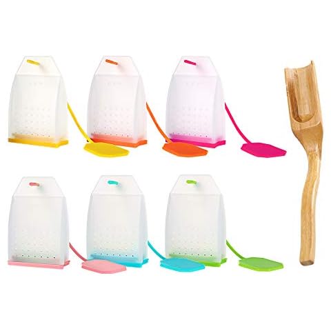 6 Pack Silicone Tea Infuser, Reusable Loose Leaf Tea Bags Strainer Filter with Spoon Cover