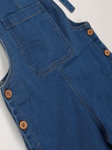 Image of KiddoPanti Girls Denim Dungaree Pant | Cotton Blend Stretch Jumpsuit | Single Front Pocket | Stylish Casual Kids Dungaree | Comfortable Everyday Wear 1-14 Years