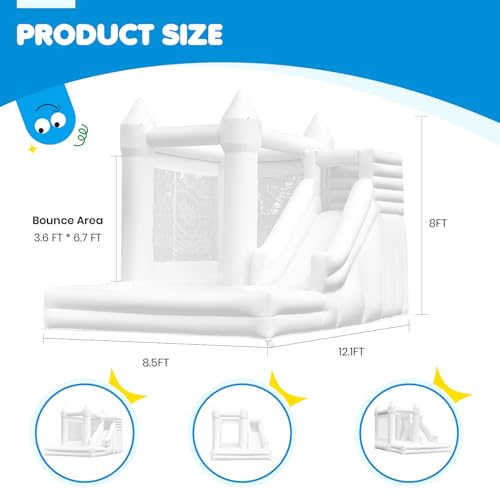 12FTx8.5FT Oxford Bounce House Medium to Large White Bounce House Inflatable Castle with Slide and Ball Pool Suitable for Active Kids The Perfect Product for Party/Festival Decoration and Photography - Image 3