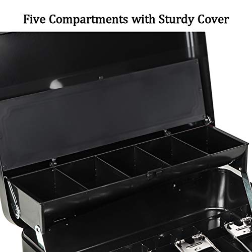 Cash Box With Money Tray And Combination Lock, Parrency Large Money Box, 5 Compartments With Cover For Cions & 4 Spring-Loaded Clips For Bills, 11 4/5" X 9 2/5" X 3 1/2", Black #TOP2