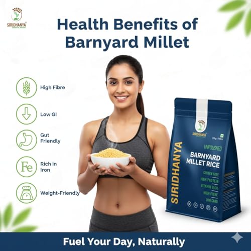 Image of Siridhanya unpolished whole grains Barnyard Millet | Gluten-Free, High plant based Protein & Fibre-Rich Superfood - Low GI, Vitamin-Packed Healthy Rice Alternative | Natural Grain for healthy life (500 g x 2 Pack)