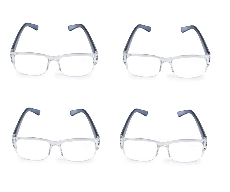 SAN EYEWEARMen's & Women's Reactangle Half Frim Reading Glasses Combo Pack of 4
