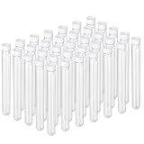 Acrux7 100Pcs Plastic Test Tubes with Caps 16x150mm 15ml Disposable Clear Test Tubes Containers Good Seal for Scientific Experiment, Candy Storage, Bath Salts, Plant Propagation