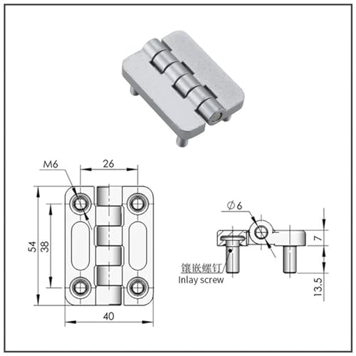 Charnière industrielle 54x40 à roulement fluide et fixation externe renforcée - 6