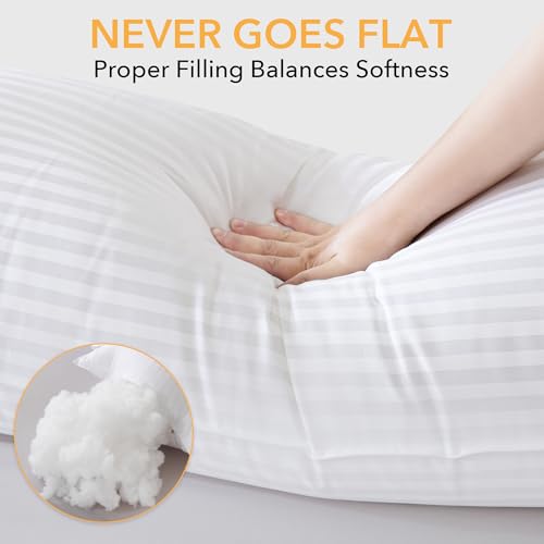 Image of Oubonun Premium Striped Body Pillow, Breathable Cooling Cotton Cover, Soft and Fluffy 3D Down Alternative Microfiber Filled, Long Bed Pillow for Side Sleepers, 20 inchx54 inch
