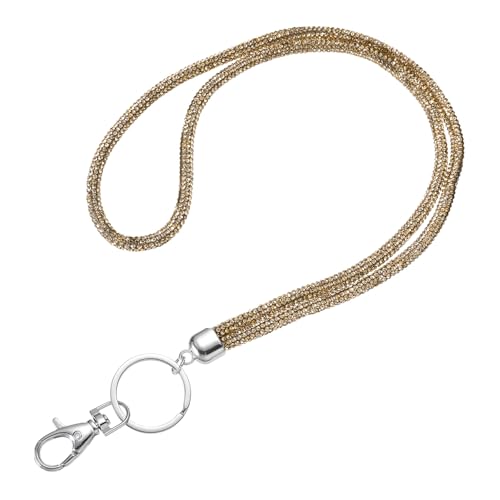 Lanière à strass luxueuse café 80 cm avec anneau métallique robuste