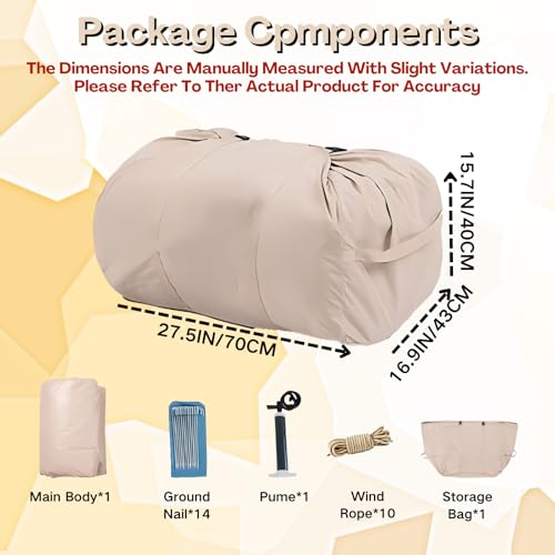 Inflatable Tent, Outdoor Easy Setup Inflatable Tents for Camping, Portable Blow Up Tent with Stove Jack, Cotton Canvas Material for Glamping, for 4 Season, 4/6/8/10 Person Use - Image 4