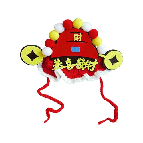 MultiUse Cats Hat for Festival Event Family Gathering Occasion Chinese NewYear Party Photography Headwear for Small Dog Pet Hat 