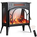 Rintuf 2023 Upgraded Electric Fireplaces w/ Adjustable Thermostat, 144 Color Combinations, 1500W Infrared Fireplace Stove Heater w/ 3D Flame, 8H Timer, Remote Control, Freestanding for Indoor Use