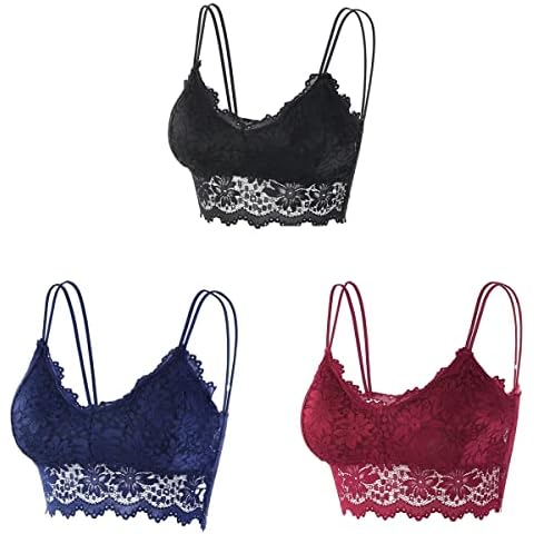 Manxing Bralette Lace Padded Bra Lace Push Up Bralette Bandeau Top Lace with Removable Pads Everyday Bra Cover