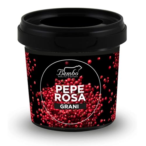 Pepe Rosa in Grani Bembo 40 g | Spezia dal Sapore Delicato dona Carattere a Carne, Pesce, nei Cocktail | Confezione anti-luce e anti-ossidazione (Pepe Rosa in Grani)