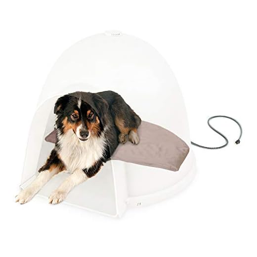 K&H Pet Products Lectro-Soft Igloo Style Dog Bed, Tan, 60W/Large/17.5" x 30"
