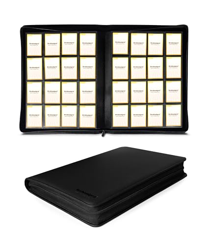 Image of Premium 16 Pocket Card Binder, Holds 1024 Cards for MTG TCG Sports Game Cards(Black,16 Pocket) | Large-capacity side-loading binder with zipper. No-ring design holds 1024 cards in clear pockets.