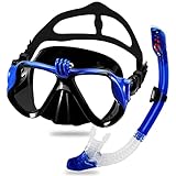 Taucherbrille Erwachsene, Awroutdoor Schnorchelbrille mit Schnorchel Antibeschlag, Schnorchelset mit 180°Sichtfeld Anti-Leck Schnorchelmaske, Profi Diving Mask Tauchgerät Maske für Demen Herren Kinder