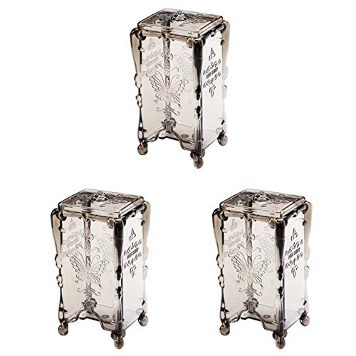 Kitchenmore Makeup Organizer Cotton Pads Holder Cosmetics Makeup Swab Holder Cosmetics Cotton Pads Dispenser Clear Cosmetic Storage Divider with Lid