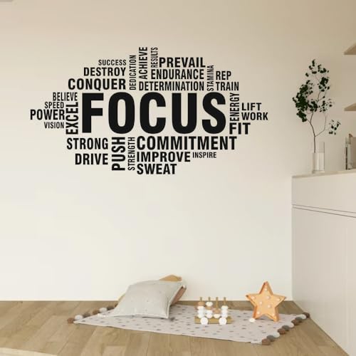 Image of Pvc Focus Word Office - Inspirational - Motivational - Quotes - Wall Sticker for Kids Room, Living Room, School, Library, Gym (Size - 65CM X 125CM), self-adhesive