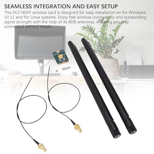 WiFi 6E Wireless Card, M.2 NGFF 5.2 4200Mbps Band Network Adapter con Antena 8dBi para Windows 10 y 11 miniatura 6