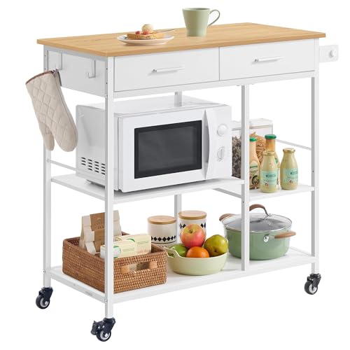 VASAGLE Kitchen Rolling Island, Mobile Kitchen Cart with Storage on