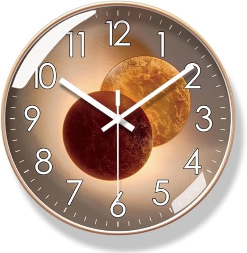 YinFENG 掛け時計 壁掛け時計 アナログ 温度計 北欧風 直径30/35/40cm 見やすい クロック 自宅 寝室 インテリア 部屋飾り かけ時計 (6285-Wゴールデン,12インチ)