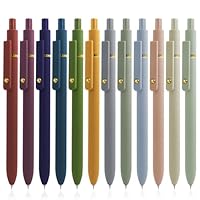 UIXJODO Gel Pens, 12 Pcs 0.5mm Japanese Black Ink Fine Point Smooth Writing With Silicone Grip, High-End Series Metal Clip Retractable (Gold Morandi and Vintage)