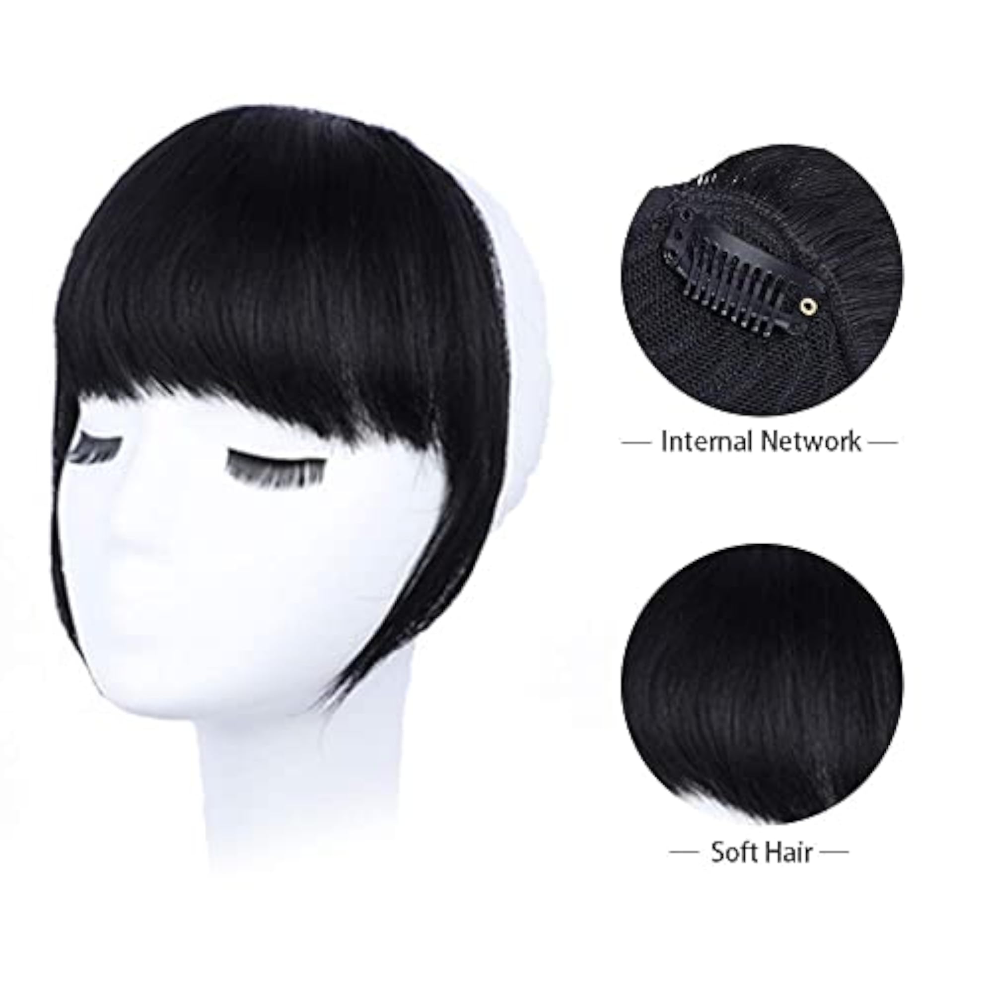 Natural Looking Thick French Bangs Fringe Hair Extensions