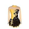 Meisjes kunstschaatsen jurk, dansvoorstelling competitie kleding ijs pak bloemen patroon ijs rok kleding jurken handgemaakt FiveShops (Color : V, Grootte : XL)