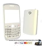 Original Genuine OEM BlackBerry Curve 8520 White Full Housing Faceplate Fascia Plate Panel Cover Case Repair Replace Replacement+Keyboard Keypad Key Keys Button Buttons+Lens+Chassis