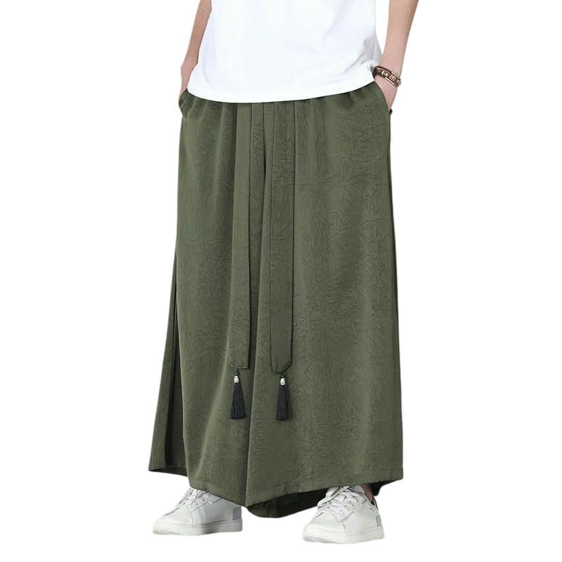 Pantalon lanterne homme coton lin coupe ample à cordon - 4
