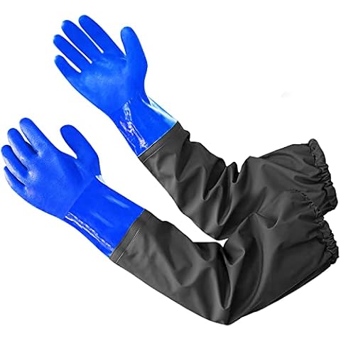 Haiou Guantes largos de goma resistentes al agua y a soluciones ácidas y alcalinas Cover