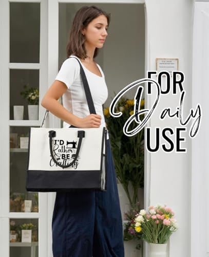 Bolso Tote de Lona para Manualidades con Cierre y Correa miniatura 3