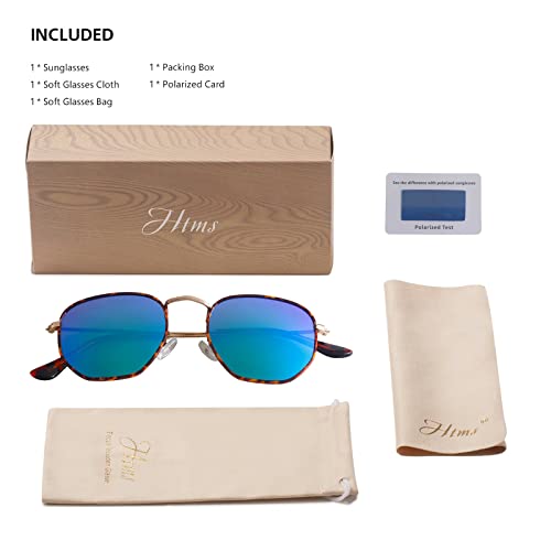 Image of Hipster Hexagonal Polarized Sunglasses Men Women Geometric Square Small Vintage Metal Frame Retro Shade Glasses
