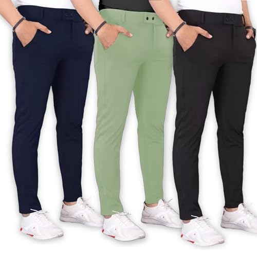 Image of Slim Fit Men's Lycra Blend Trendy Trousers | Office-Ready Men's Trousers | Regular Fit Stylish Pants | Ideal for Formal and Casual Wear