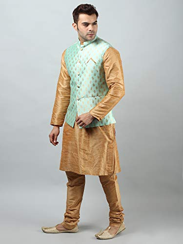 Image of Uri and MacKenzie Men's Silk Blend Kurta Pajama with Designer Ethnic Nehru Jacket /Modi Jacket
