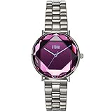 STORM ELEXI Lazer Purple Women's Watch with Unique Cut Glass dial and Two-Tone Brushed/Polished Stainless Steel Strap, Water Resistant to 50m
