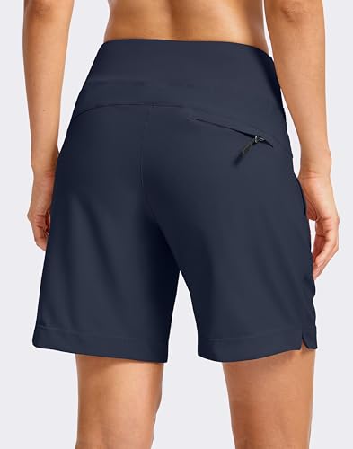 SANTINY Women's 5''/ 7''Hiking Shorts with 3 Zipper Pockets Lightweight Quick Dry Golf Shorts for Women Athletic Walking2