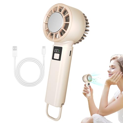 dewdat Ventilador Eléctrico Pequeño - Ventilador Personal Portátil Potente | 5 Niveles Ajustables 2000mAh para Deportes Exterior Clima Caluroso Viajes Playa Oficina Camping