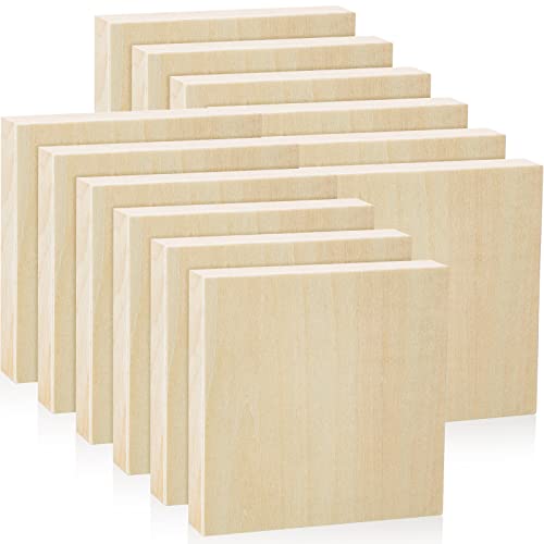 12 Pack Birch Wood Canvas Panels Kit 4 X 4 Inch Unfinished Wood Paint Pouring Panel Boards 3/4 Inch Deep Birch Boards For Painting, Crafts, Arts Use With Acrylics #TOP9