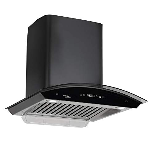 Image of Hindware Smart Appliances | Nevio 60 cm | 1200 m3 /hr Auto Clean Chimney | Baffle Filter | Curved Glass | Wall Mounted (Black)