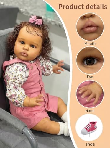 Muñeca Reborn Bebé Silicone 22 pulg Niña Realista miniatura 6