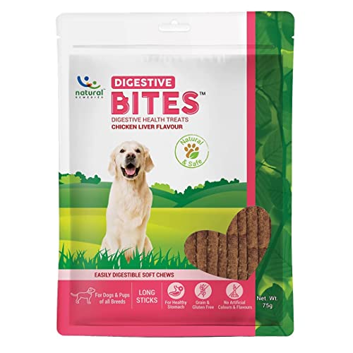 Natural Remedies Digestive Bites - Soft Chews Long Sticks for Dogs & Puppies, Supports Healthy Digestion, Grain & Gluten-Free, Natural & Safe, Chicken Liver Flavor, All Life Stages, 75g (Pack of 3)