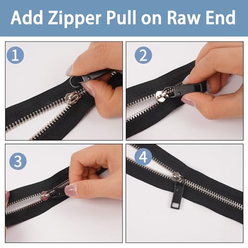 image for Deoward Zipper Pull Replacement Metal Zipper Handle Mend Fixer Tab Rep