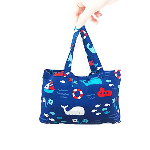 Portable 2-in-1 Grocery Cart Seat Cover and Baby Highchair Cover (Navy Blue Whale)