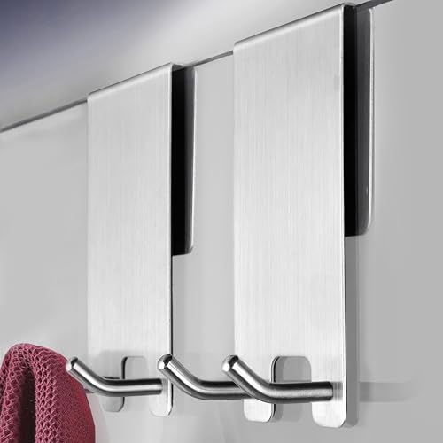 ZUNTO Handtuchhaken 2 Stück Duschhaken ohne Bohren, Edelstahl Handtuchhalter Duschwand für Handtuch und Duschabzieher, Haken Duschwand mit Gummipads für Glasdicken 6-12 mm