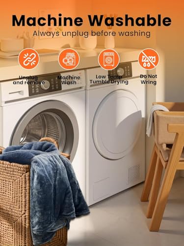 Electric Heated Blanket Full, Ultra‑Cozy Premium Flannel & Sherpa, Even Heat Distribution & Stable Temp, 1–10H Auto‑Off, 8 Temps (86–125.6°F), Overheat Protection, Ideal Gifts for Grandma