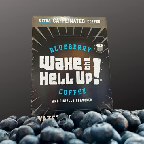 Wake The Hell Up!® Blueberry Flavored Single Serve Coffee Pods Of Ultra-Caffeinated Coffee For K-Cup Compatible Brewers | 12 Count, 2.0 Compatible #TOP1