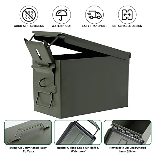 Steel Ammo Cans Box with Welded Locking kit & Combination Lock-Military Army M2A1 Metal Ammo Crate Ammunition Boxes for Long Term Storage Case,Waterproof Metal Storage Box (50CAL-M2A1-with Lock) - Thumbnail 5