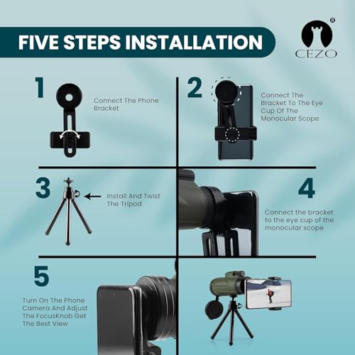 Image of Cezo 12x50 Monocular Telescope with Smartphone Holder & Upgraded Tripod, High Powered SMC & BAK4 Scope, Larger Vision Monoculars for Adults & Kids Suitable for Bird Watching Hiking Travel & Concerts